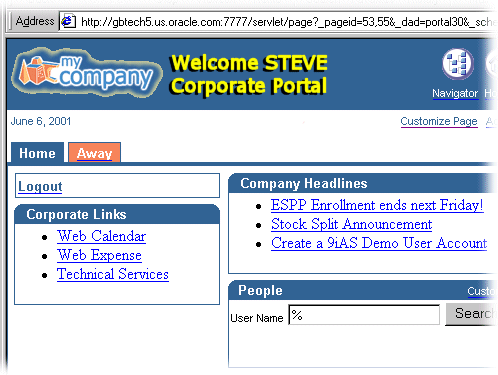 Steve's personalized Portal