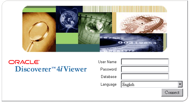 Illustration shows the Discoverer Viewer Login Screen