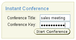 Instant Conference bin with Conference Title and Conference Key text fields, Start Conference button