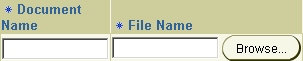 Upload Documents fields: Name, File Name, and File Browse button