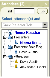 Expanded attendees list showing attendee roles.