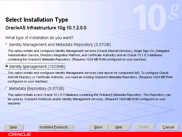 Select Installation Type screen
