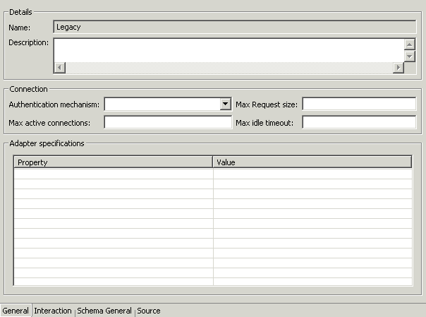 The adapter metadata General tab