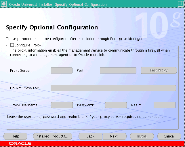 Specify Optional Configuration