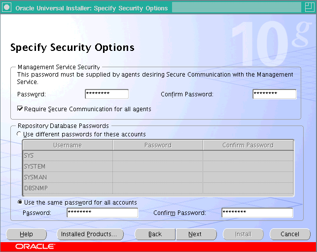 Specify Security Options