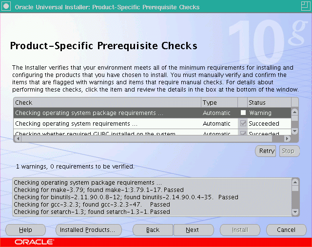 The Product-Specific prereq check page.