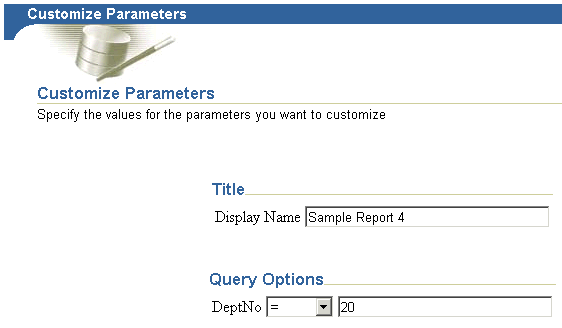 Shows customizing page and portlet parameters