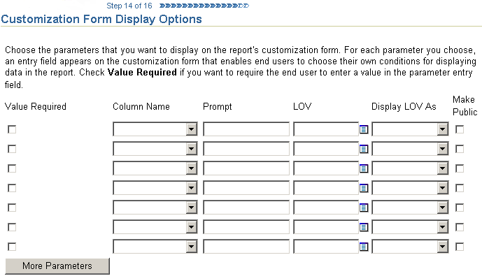 Shows Customization Form Display Options page