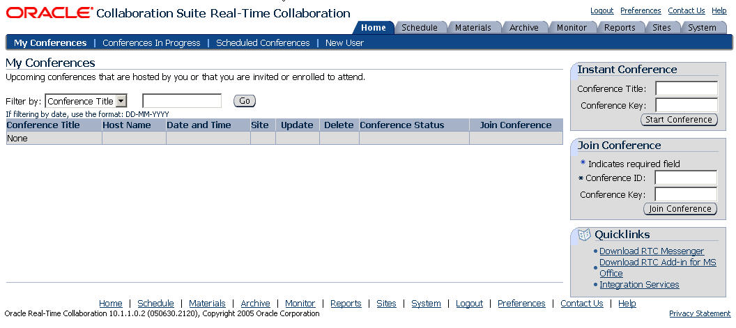 The web conferencing application window.