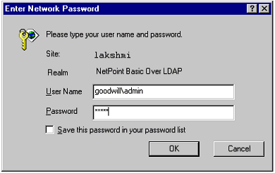 Image of the Basic Over LDAP login page.