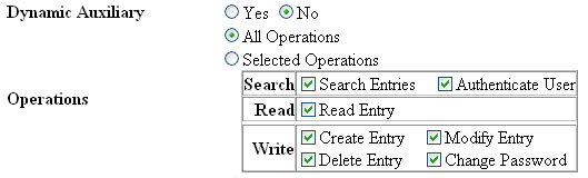 Operations to select for the directory server type.