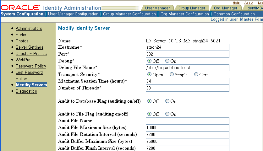 Image of audit file parameters; description follows.