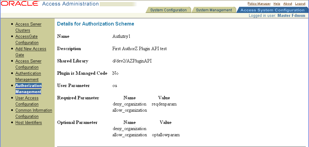Initial setup for the Authorization Scheme.