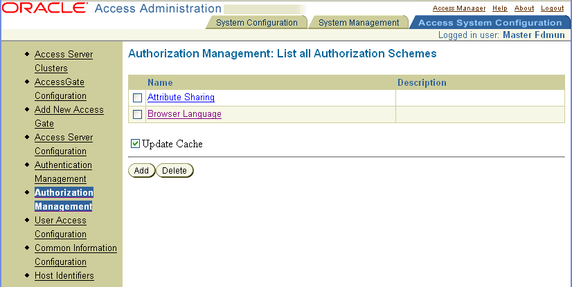 Example of an authorization scheme.