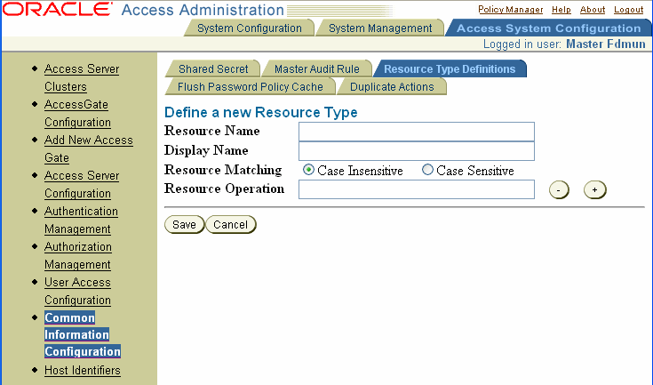 Image of the Define a New Resource Type page