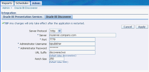 This image shows the Oracle BI Publisher Admin page.