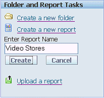 This image shows the Folder and Report Tasks frame.