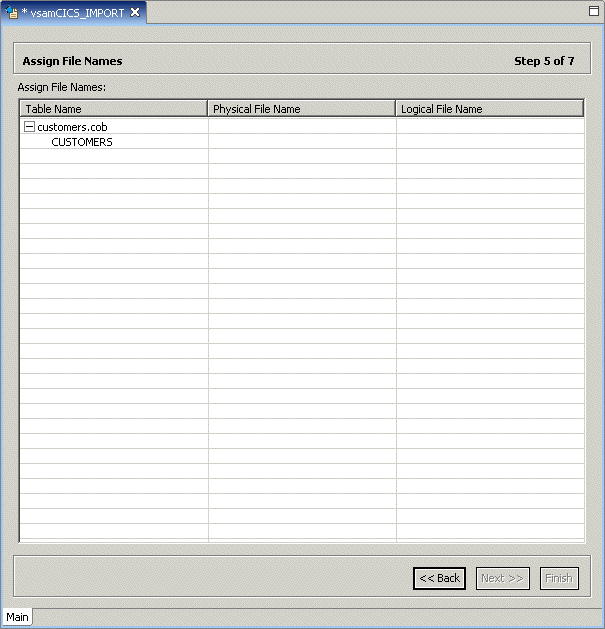 The Assign File Names screen.