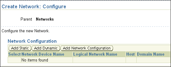 Create Network: Configure Page