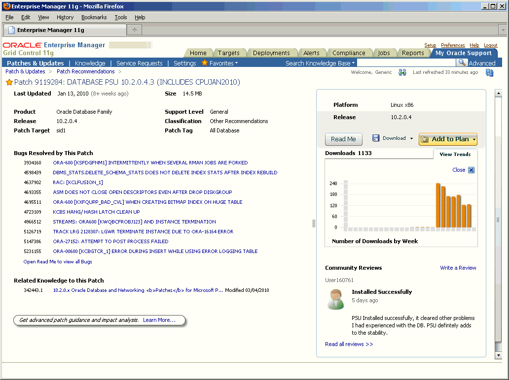 graphic displays the patch information page
