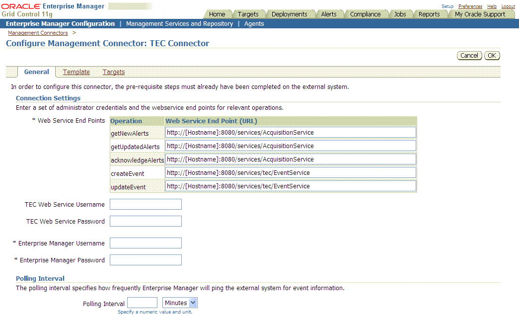 Shows sample settings on general tab of config page