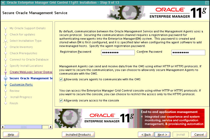 Configure Oracle Management Repository