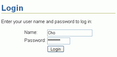 Login Credentials for User Cho