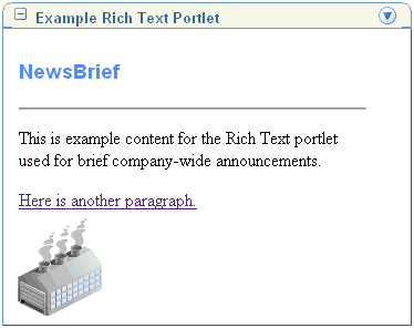 Example display text in the Rich Text portlet