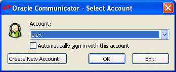 Selecting an Oracle Communicator Account