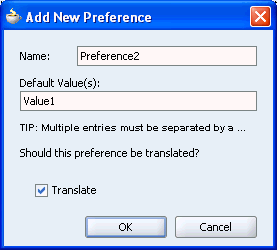 Shows New Preferences dialog box.