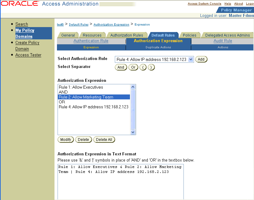 Expression defined using the Expression page