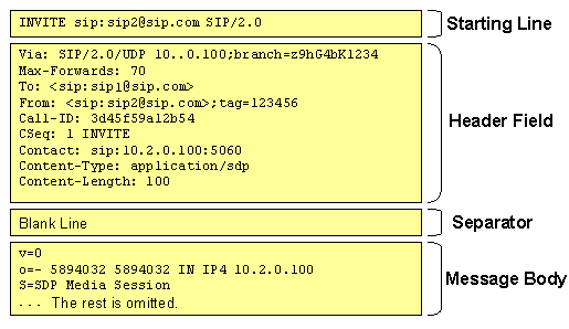 SIP message example