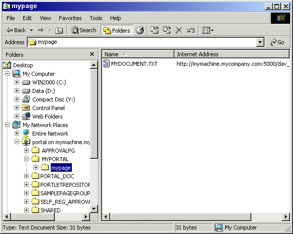 Web Folders in Windows 2000