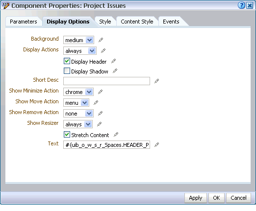 Component Properties dialog box