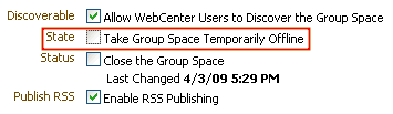Take Group Space Offline disabled