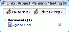 Document link on the Links drop-down menu