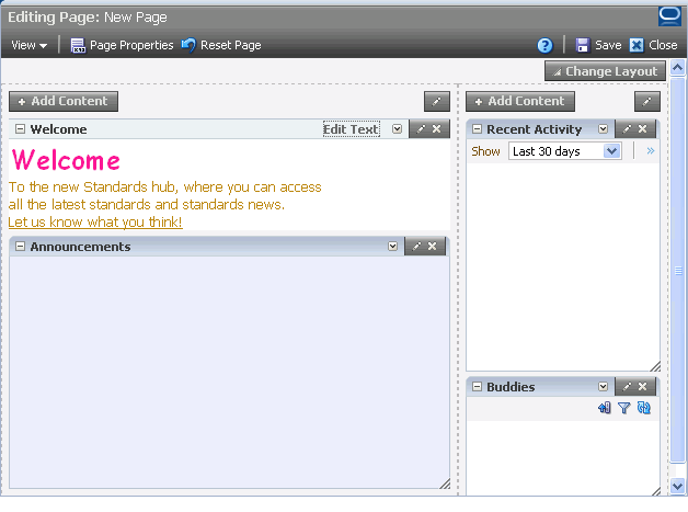 A page opened in WebCenter Composer