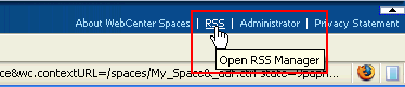 RSS link in WebCenter Spaces