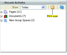RSS icon on the Recent Activity list