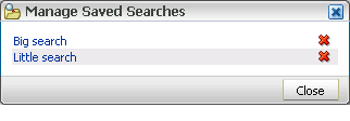 Manage Saved Searches dialog