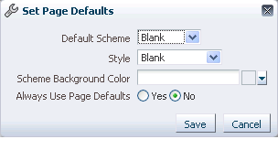 Set Page Defaults dialog