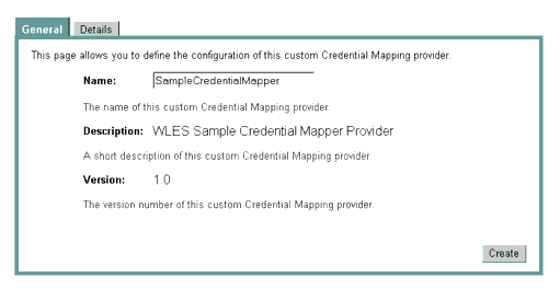 Sample Credential Mapper General Tab