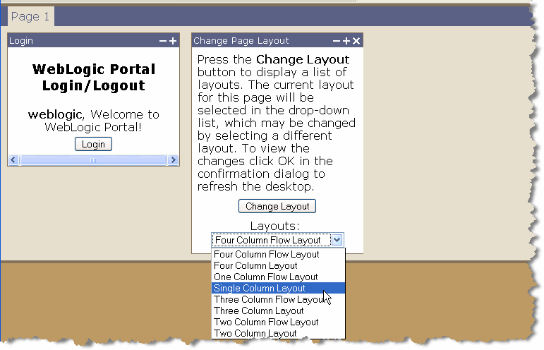 Sample Change Layout Portlet