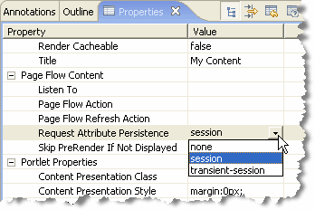 Selecting Request Attribute Persistence Attribute