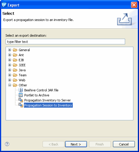 Export –  Select Dialog
