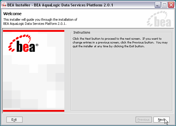DSP Installation Welcome Screen