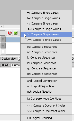 Conditional Operator Selection List
