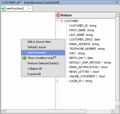 Right-click Menu Options in the XQuery Editor