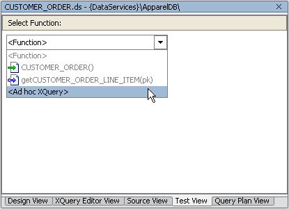 Selecting Ad Hoc Query Option From Test View