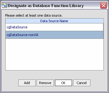 Selecting Data Sources Containing Database Functions Planned for Registration
